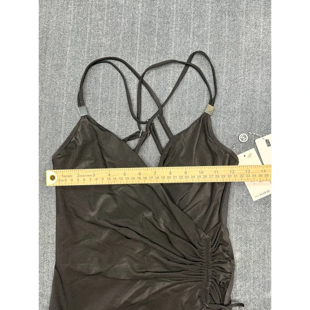 Magicsuit by Miraclesuit Womens Black Wrap Front One Piece Swimsuit Size 8